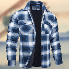 Lapel plaid thick shirt