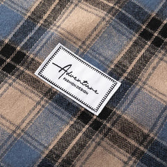 Plaid Flannel Sleeve Blue Loose Shirt