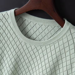 Men Knitwear 100% Cotton Sweater Pullover O-Neck