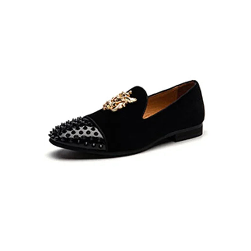 Spike Loafers Flat Footwear Studded Leather Shoes
