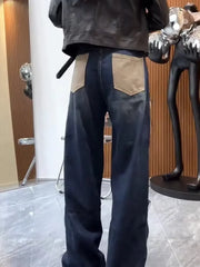 Straight-leg Jeans Women's High-waisted Slimming Loose-fit Bell Bottoms Pocket Outside Sewn