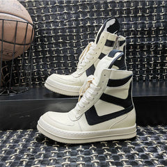 Vintage Genuine Leather High Top Boots Sneakers