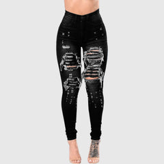 Designer Denim Waist Ripped Jeans