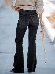 High-waist wide-leg slim-fit trumpet Denim trousers
