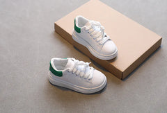 Soft White Boys Sports Shoes  Lace-up Light Sneakers