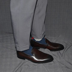 Italian Red Lining Loafers Genuine Leather Slip-on Shoes
