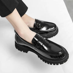 Mocassin Patent Leather with Thick Soles Loafers Slip on Shoe Breathable